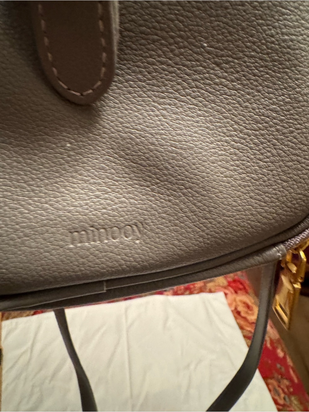 Minooy Pebbled Leather Tote in Taupe